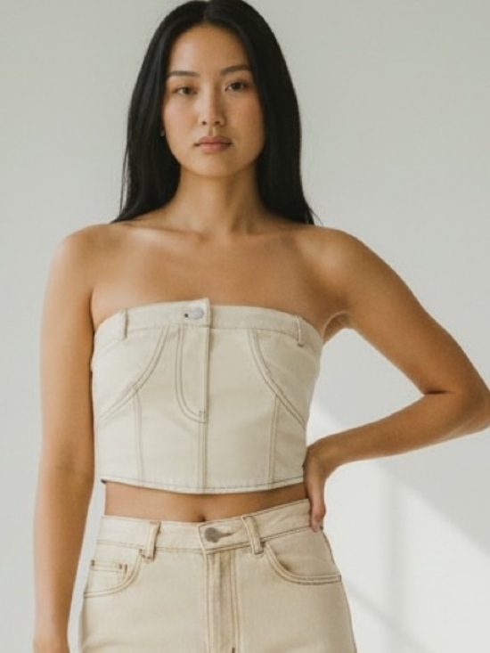 Peppermayo Tops - NWT Peppermayo Nailed It Denim Tube Top Mineral Sz. 0